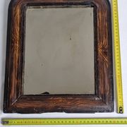Antique Louis-Philippe mirror, painted wood imitation wood, 30 x 37 cm, 19th century