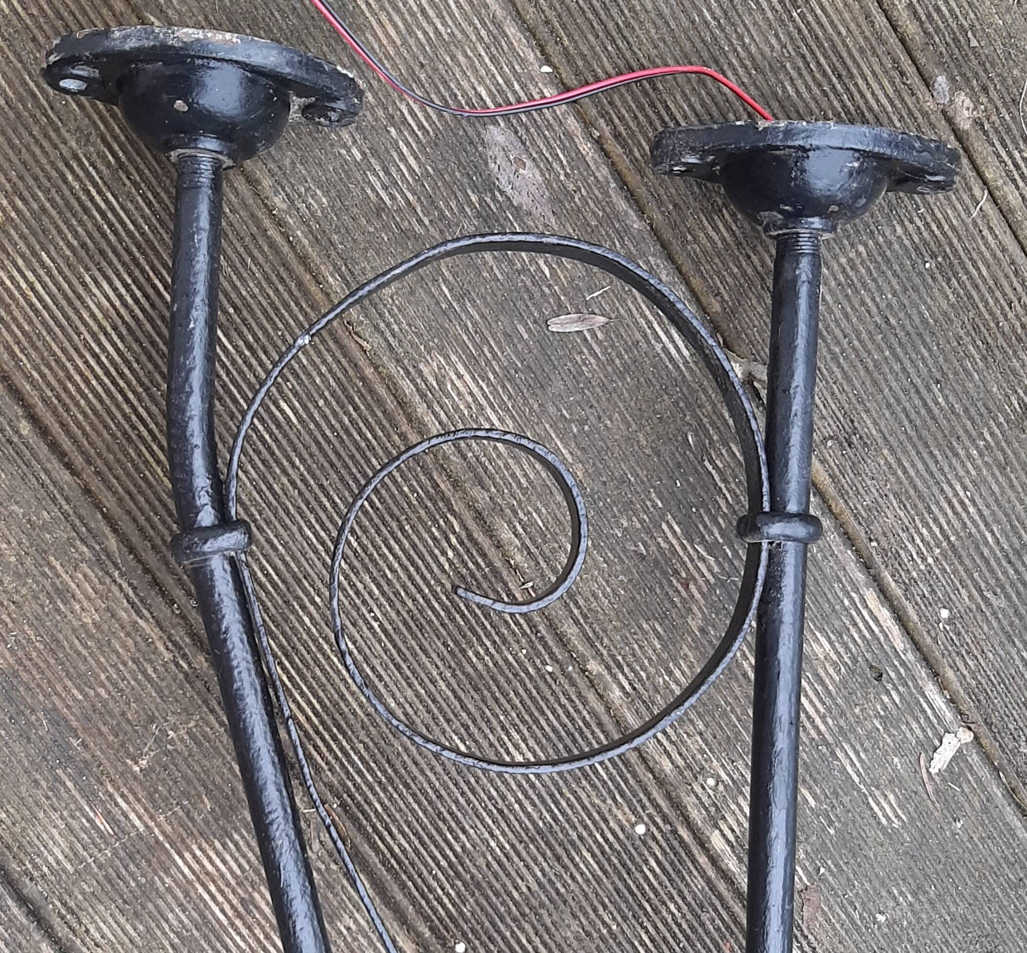 large wrought iron gallows lamp