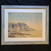 Impressionist painting, watercolour signed Henri TRIBOUT, Norman seascape, 20th century.