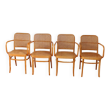 Set of 4 wooden and cane chairs model Prague 811 by Josef Hoffmann