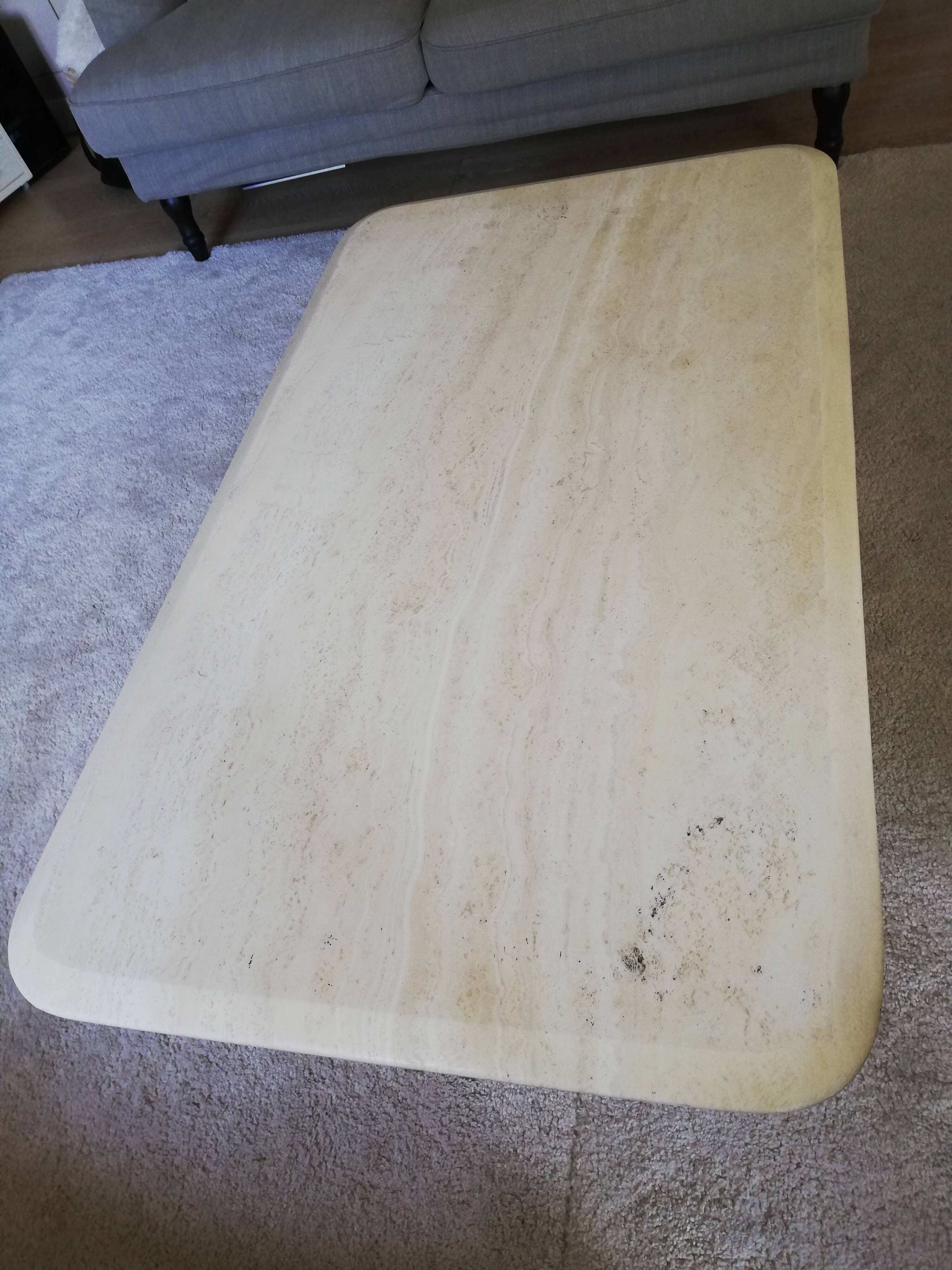 Large coffee table in vintage travertine