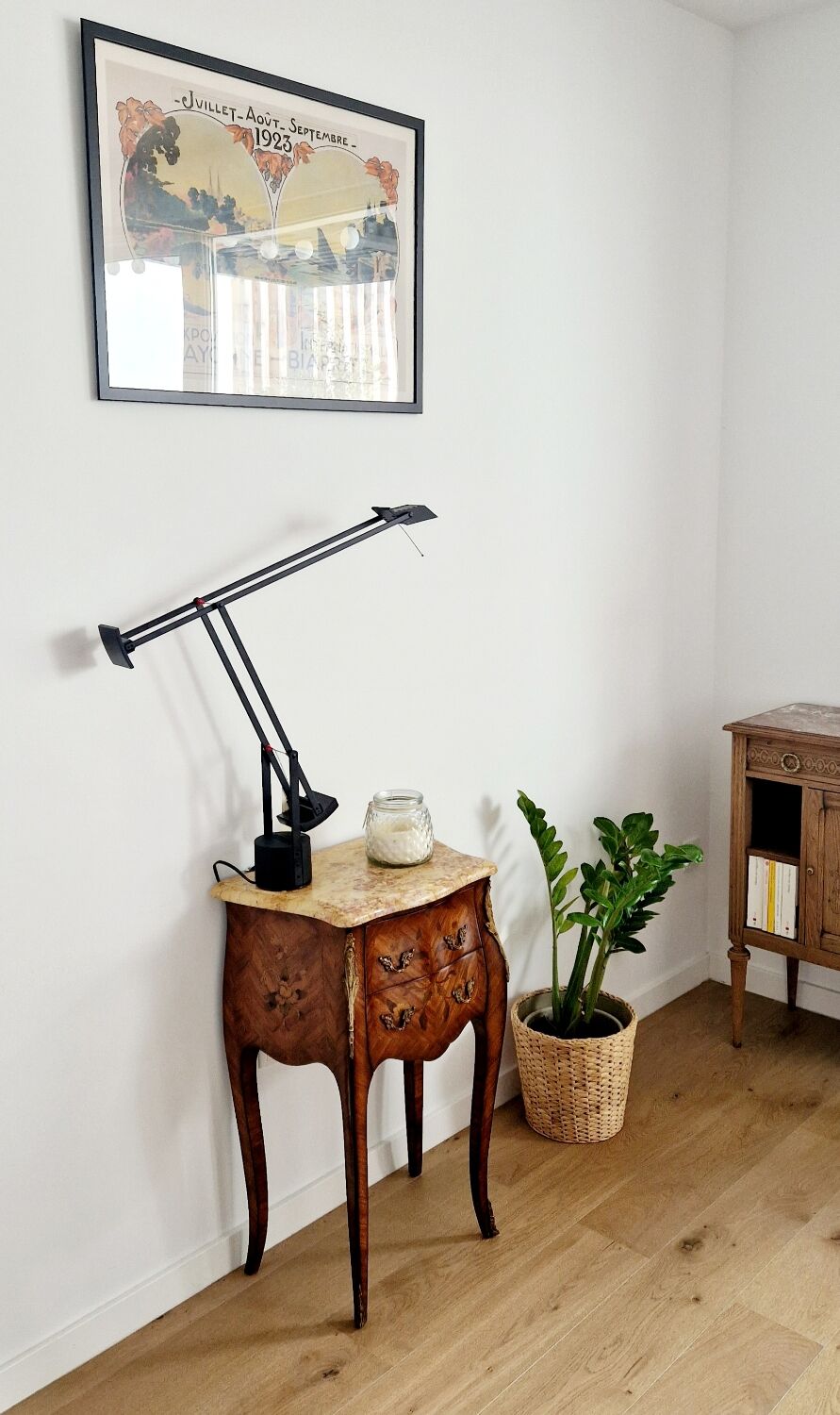 Chest of drawers marquetry Louis XVI style signed Marquant