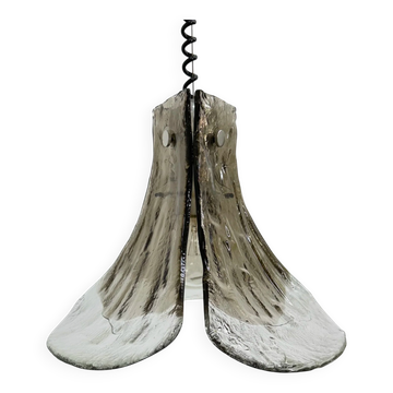 Murano glass flower pendant lamp by Carlo Nason for Mazzega, 1970s