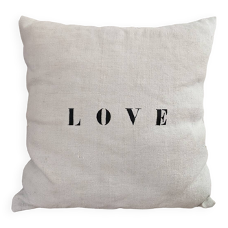 Love screen-printed cushion