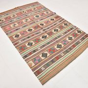 Tapis kilim vintage en laine, motifs géométriques et tons pastel,146x224 Cm