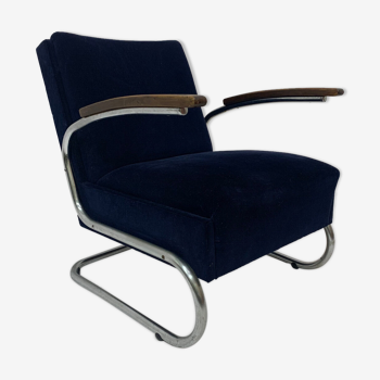 Fauteuil Bauhaus chromé type s-411 par W. Gispen pour Mücke Melder 1930