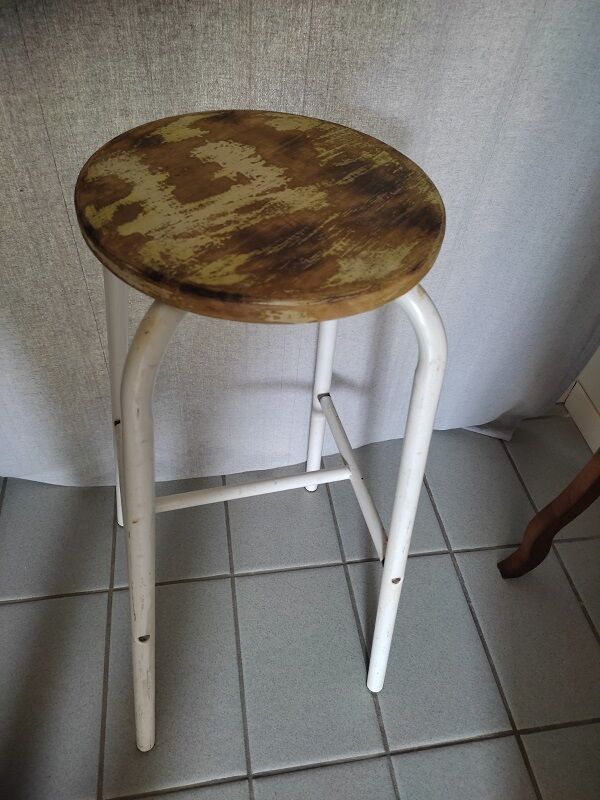 Bar top stool metal patinated seat wood dp 0922143