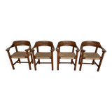 Rainer Daumiller Dining Chairs in Pine and New Paper Cord, 1970s