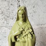 Ancient statue of Saint Thérèse of Lisieux – patinated olive green plaster