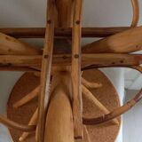 Pair of vintage bamboo and chestnut side tables by Pascal Raffier.