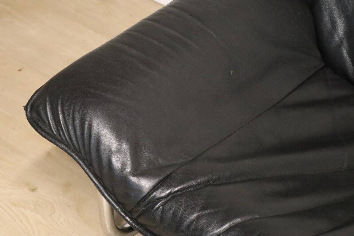 Vintage sofa by Johan Bertil Häggström for Ikéa in leather and chrome metal, 1970s