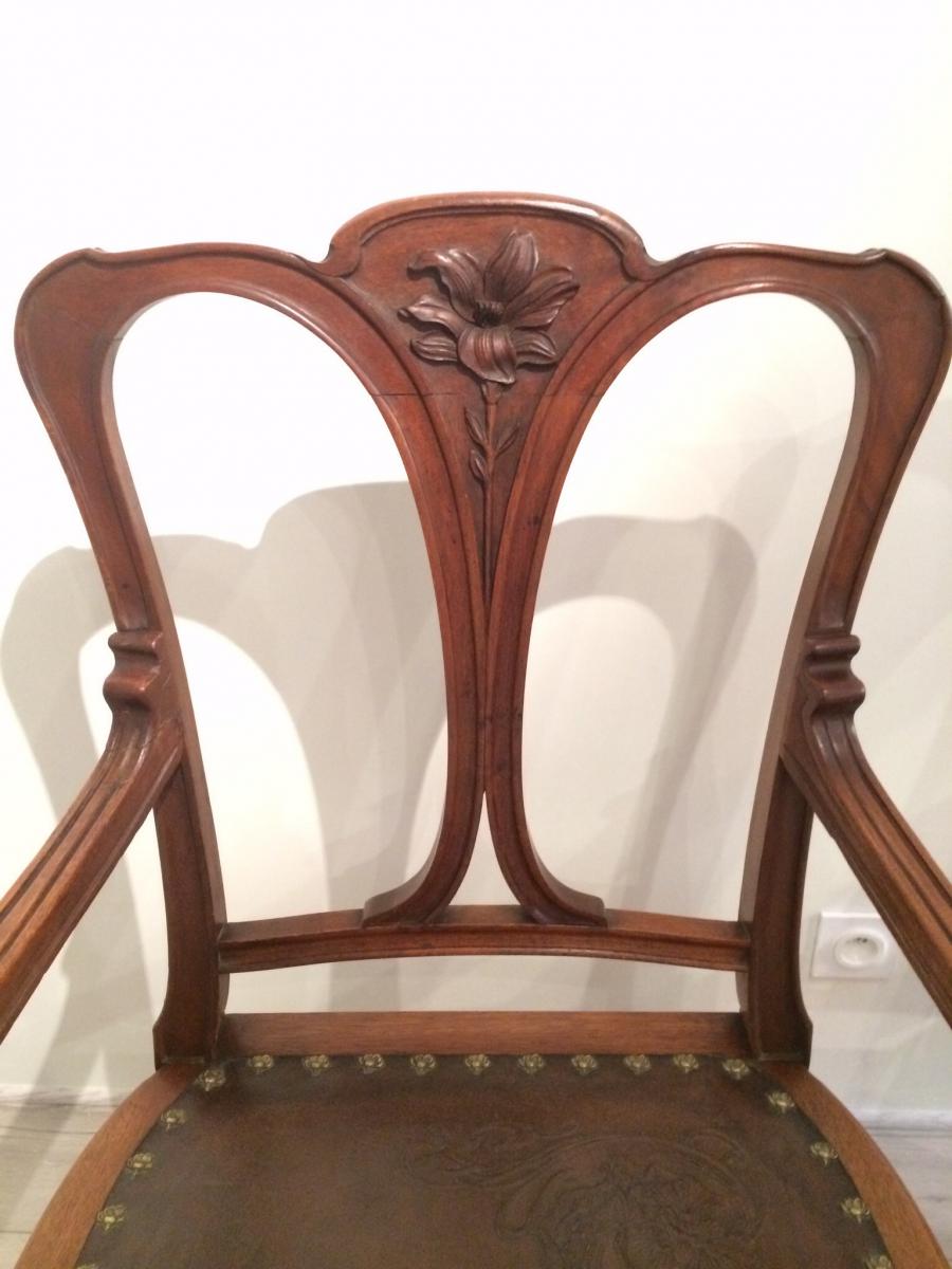 Pair of carved oak chairs