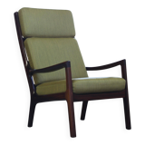 Vintage mahogany senator high back lounge chair by Ole Wanscher for Cado, 1960s