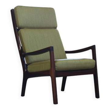 Vintage mahogany senator high back lounge chair by Ole Wanscher for Cado, 1960s