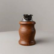 Brown Wood Vintage Lighter with Curved Italian Design, 1960s Table Accessory - Refined Gift