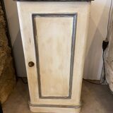 Small buffet early 20th century in beige and gray patinated wood with shelf