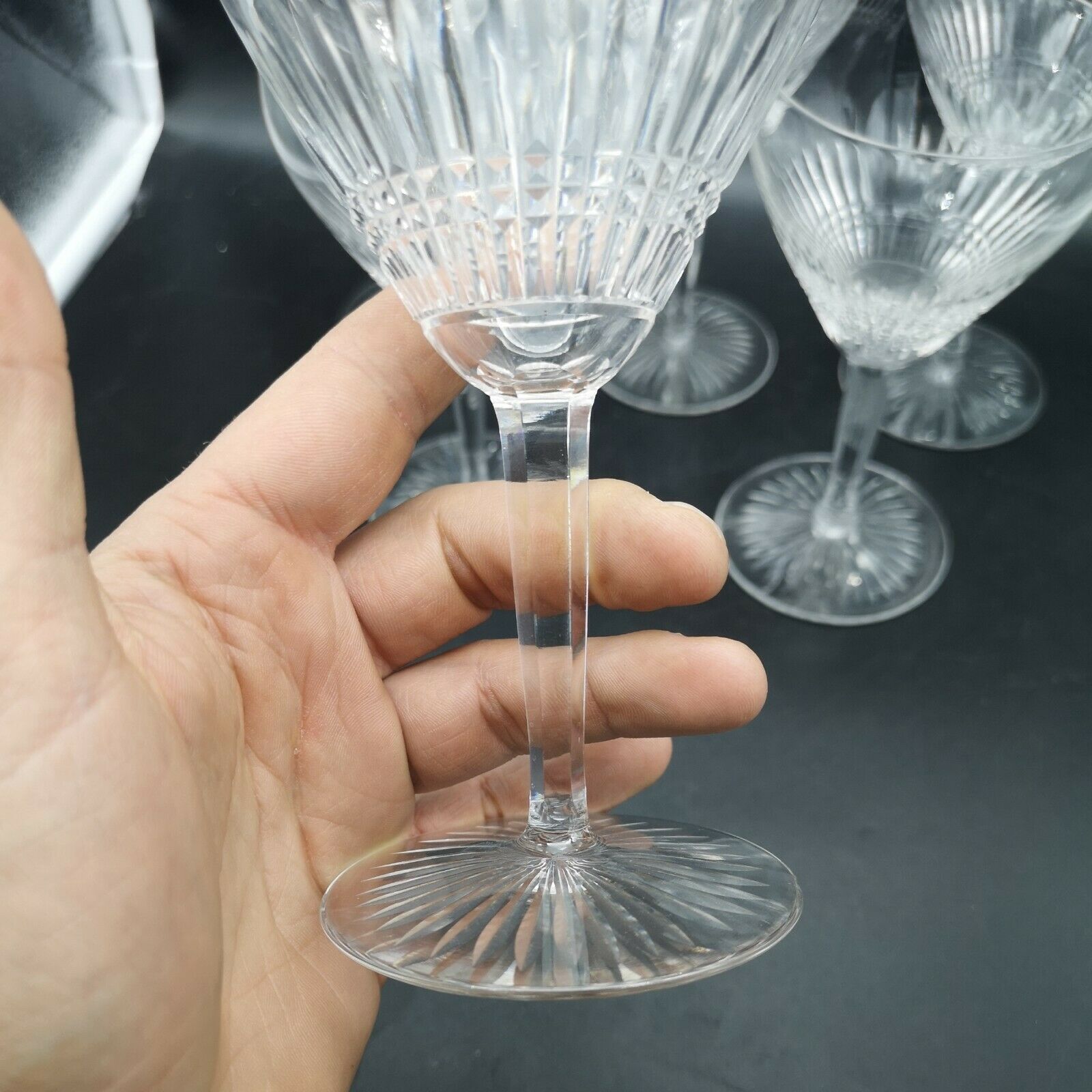 Series of 6 Saint Louis crystal water glasses coli model size 422