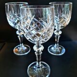 Set of three cut Bohemian Crystal Stemmed Glasses.