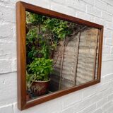 Vintage Rectangular Wall Mirror Teak Frame