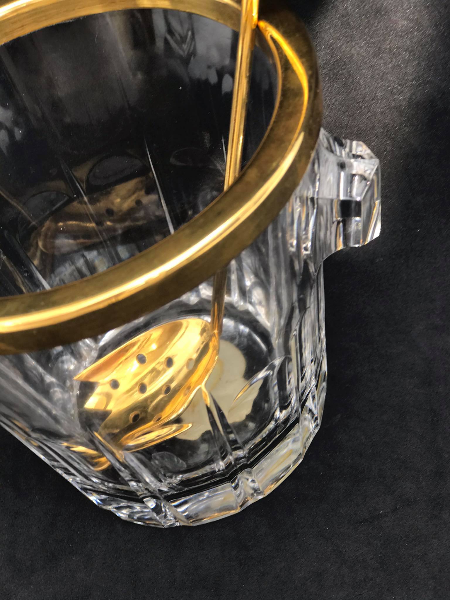 Ice bucket, moulded crystal made in Belgium by Val Saint Lambert