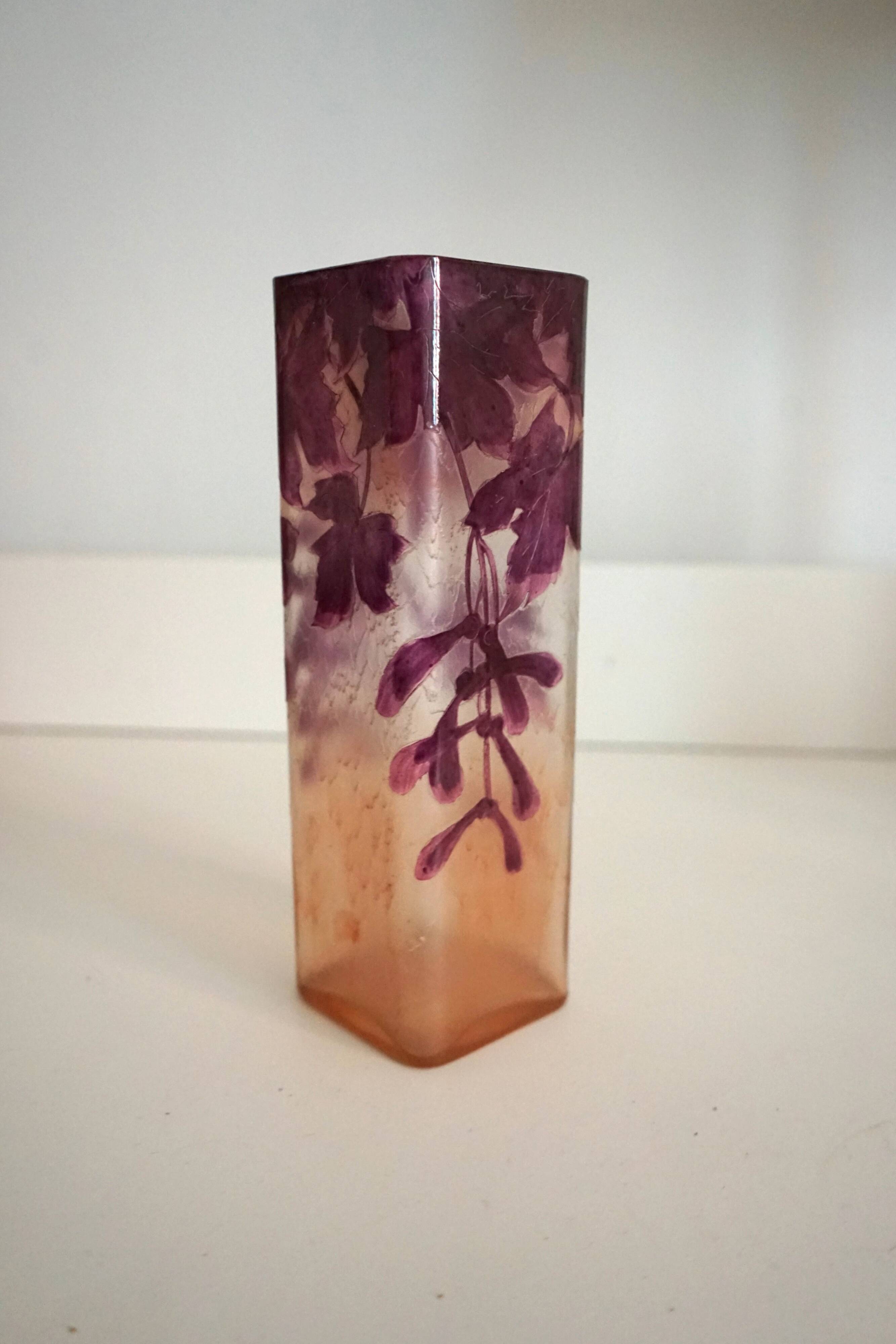 François-Théodore Legras square vase ruby series Art Nouveau 1900