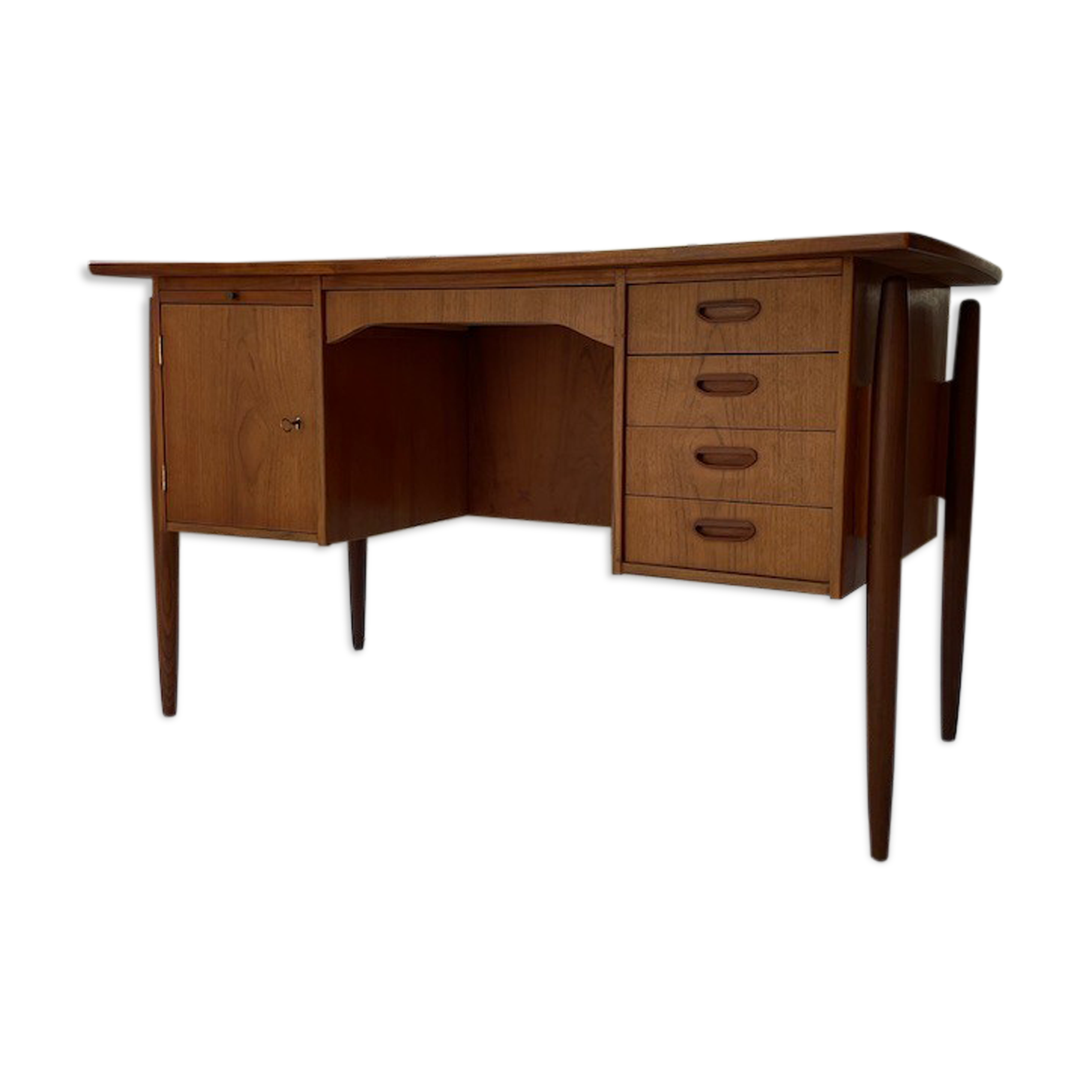 Scandinavian "boomerang" two-sided teak desk Midtjydsk Mobelfabrilk