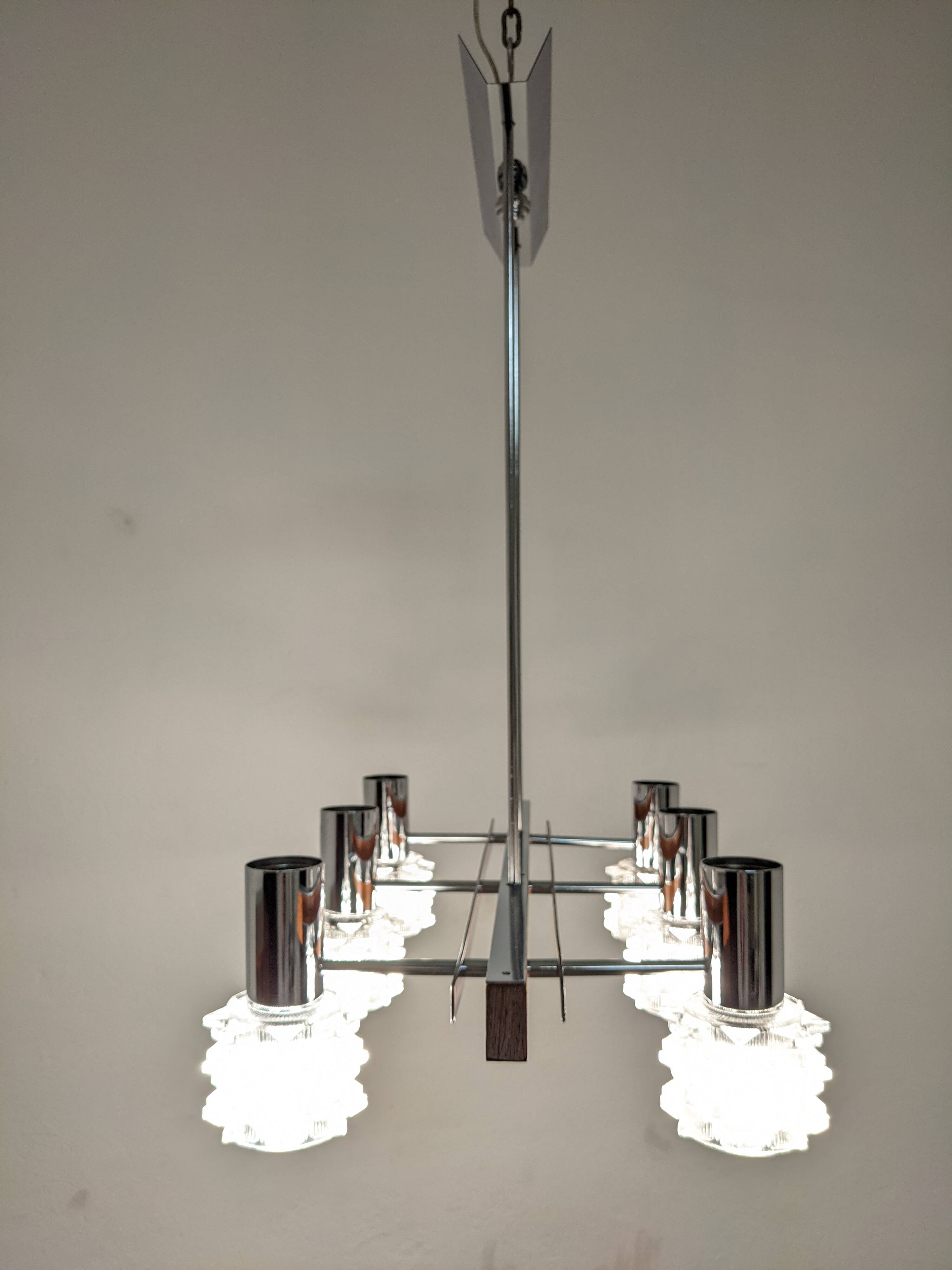 Lustre Space Age à 6 feux des années 60/70 par Raak