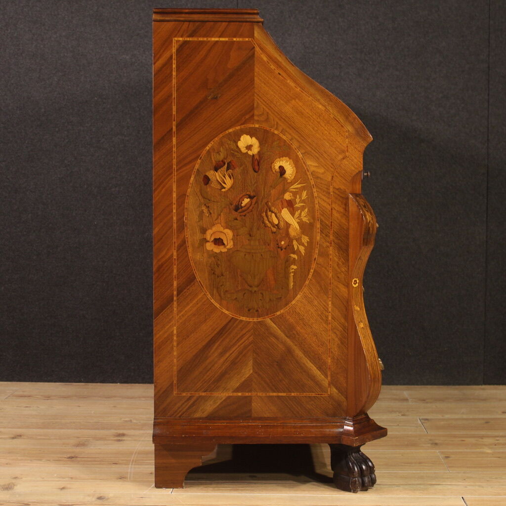 Bureau en bois incrusté du 20ème siècle