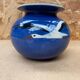 Old ball vase prod art ceramic blue decor storks alsace vintage