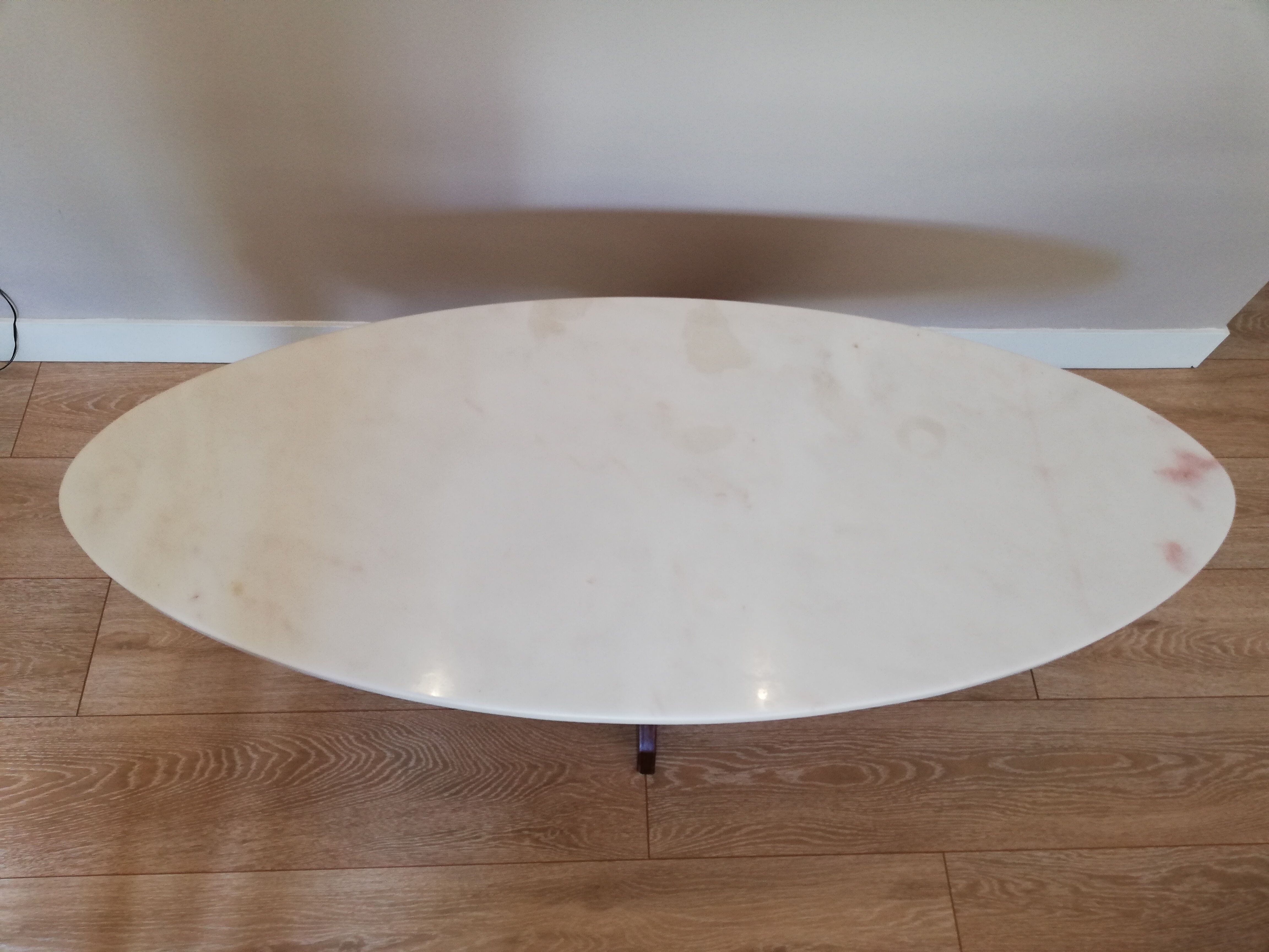 Marble and teak coffee table 60s