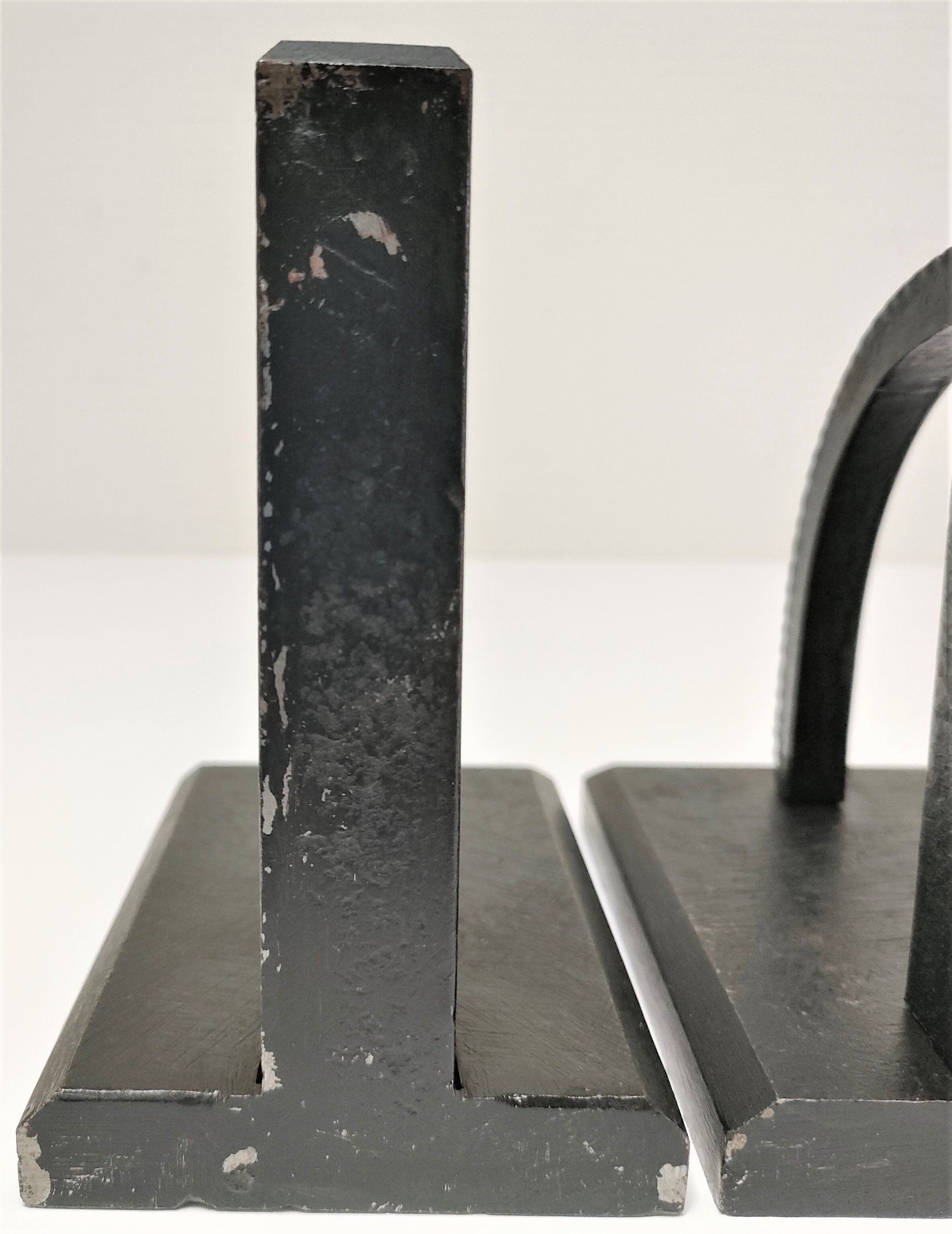 Pair of bookends in black lacquered steel design 60s