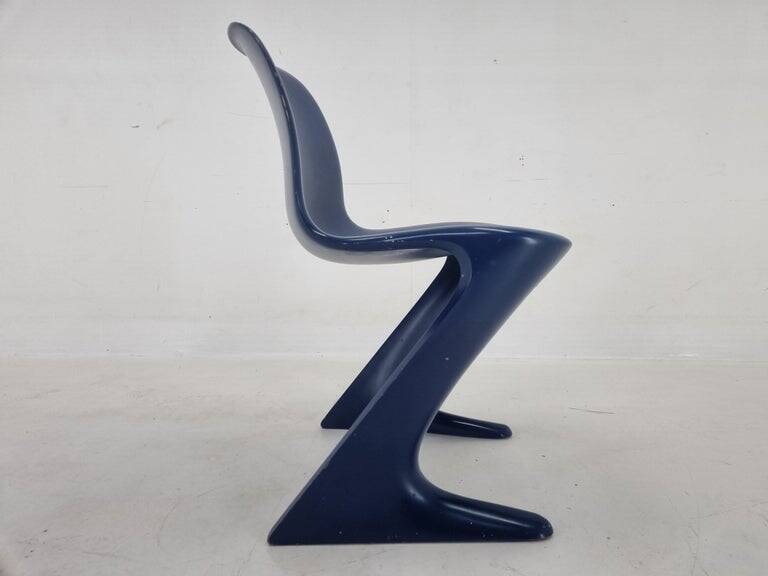 Midcentury Blue Kangaroo Chair Designed by Ernst Moeckl, Germany, 1960s