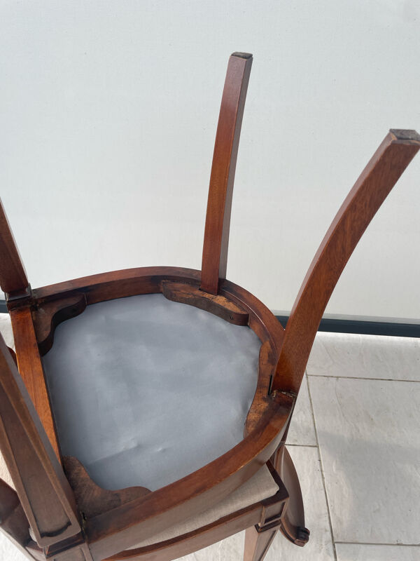 4 chaises Style Directoire en bois massif - Assise tissu crème