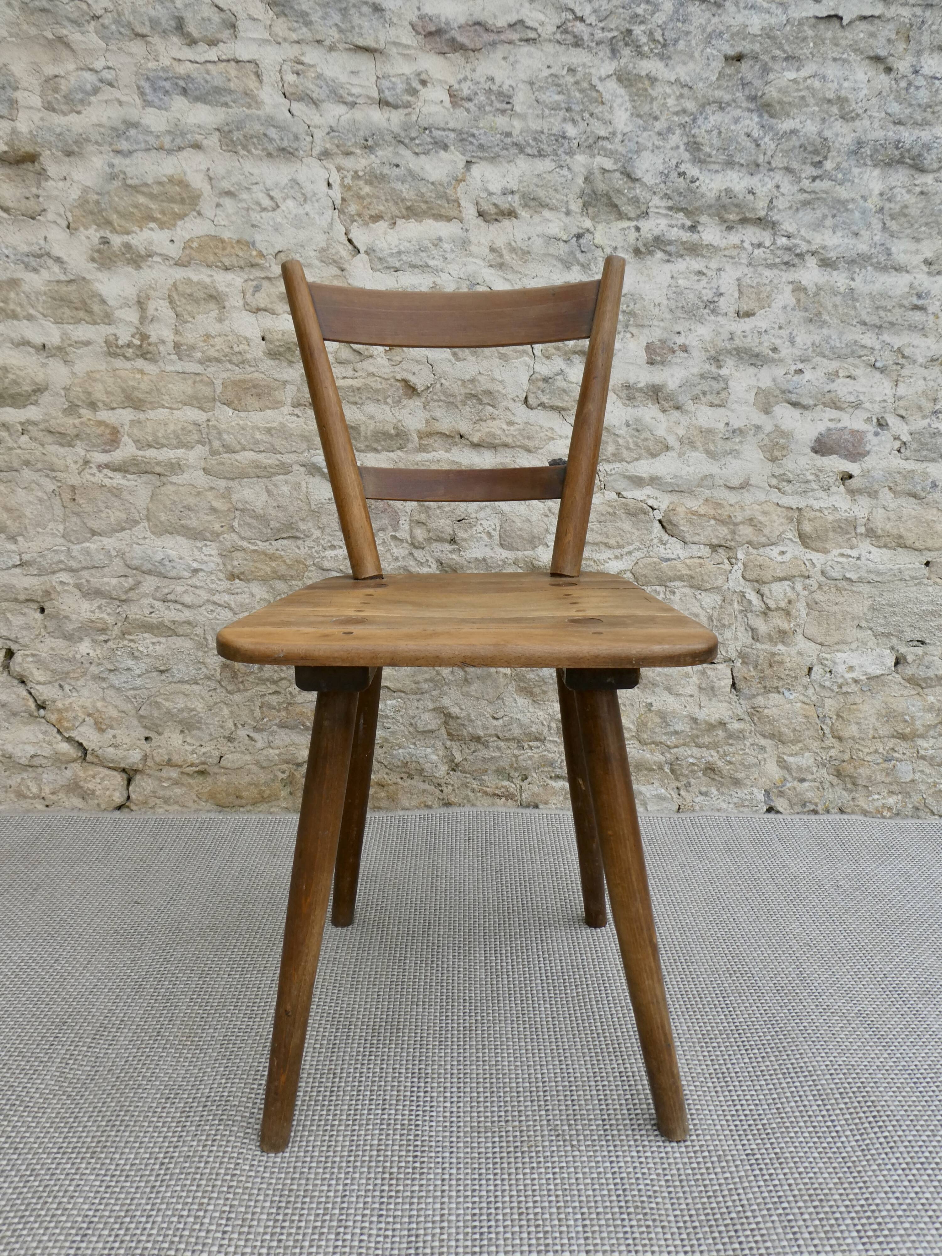 Chaise en bois massif Adolf Schneck de 1947
