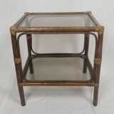 Rattan and glass coffee table