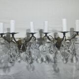 Paire d’appliques 3 lumières bronze et cristal