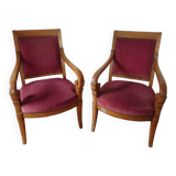 Pair of armchairs with sticks from the restoration period