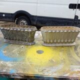 Pair of enamelled cast iron planters from 1900 from Charleville-Mézières