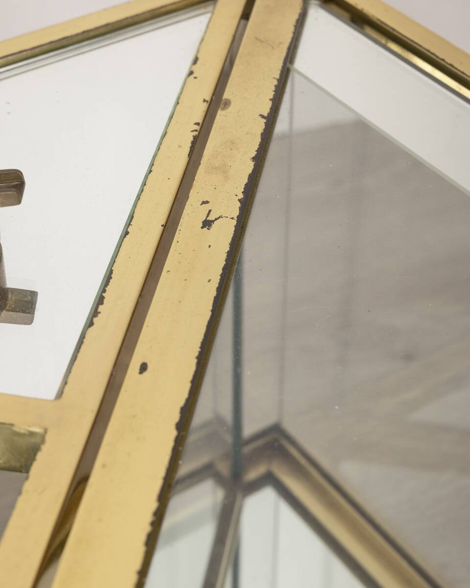 Vintage 60's table in golden brass and crystal italian design