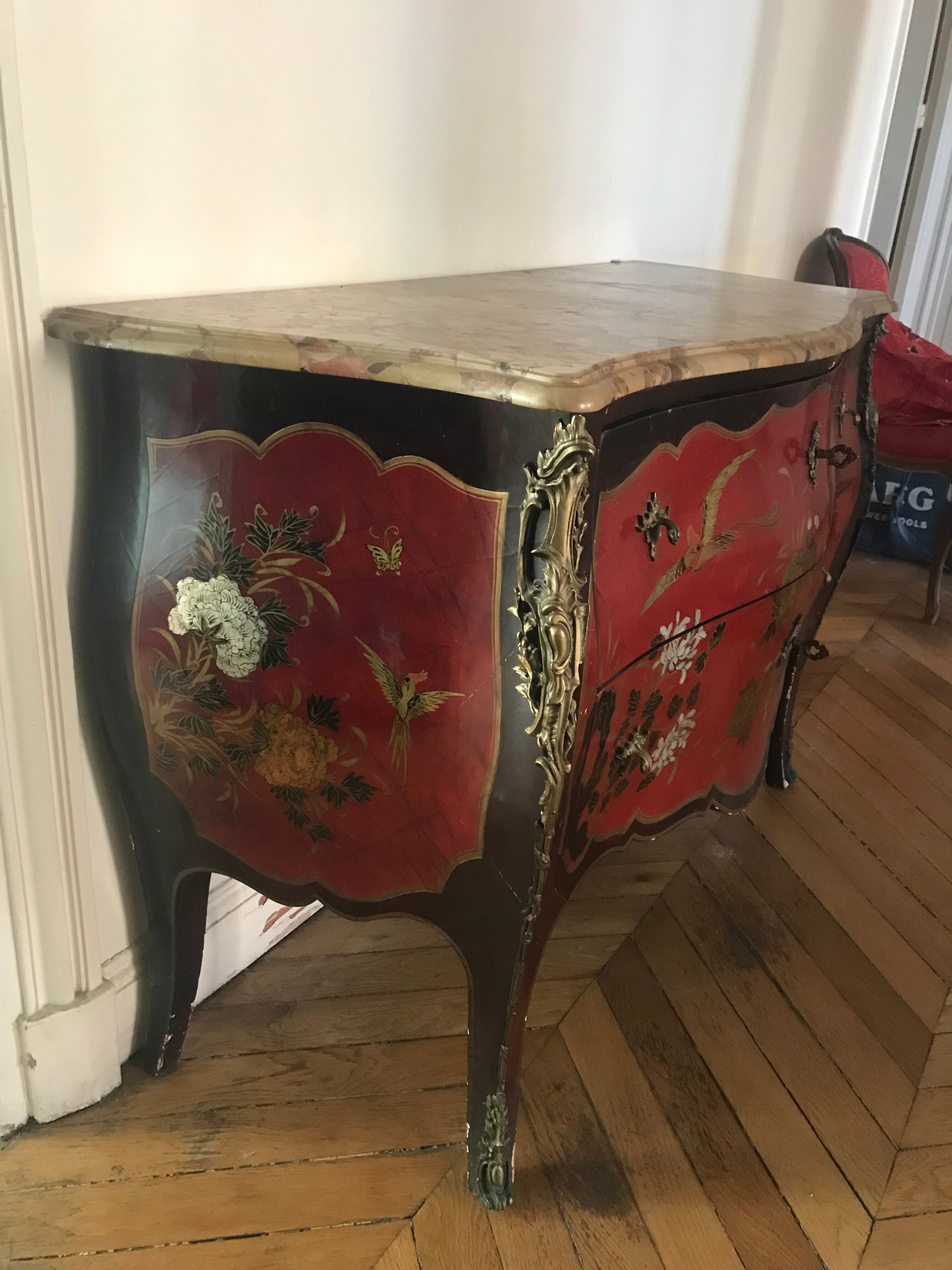 Commode Louis XV style chinois laqué