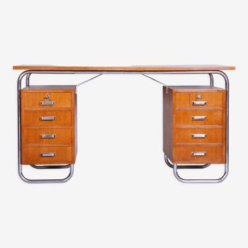 Bureau restauré en hêtre Bauhaus fabriqué dans les années 1930 par Mücke, Melder, Tchéquie