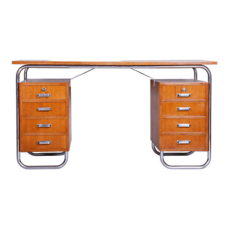 Bureau restauré en hêtre Bauhaus fabriqué dans les années 1930 par Mücke, Melder, Tchéquie