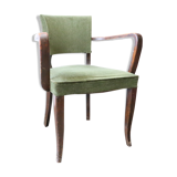 Dark wood and green velvet bridge chair