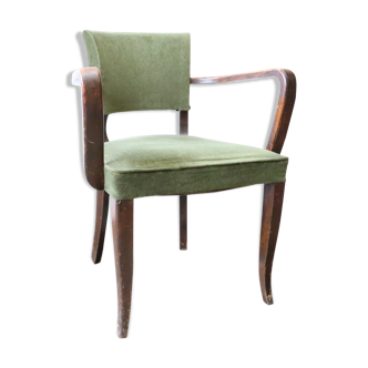Dark wood and green velvet bridge chair