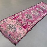 Vintage Turkish  Tribal Runner 355x90 cm veg dye wool rug tribal, handmade