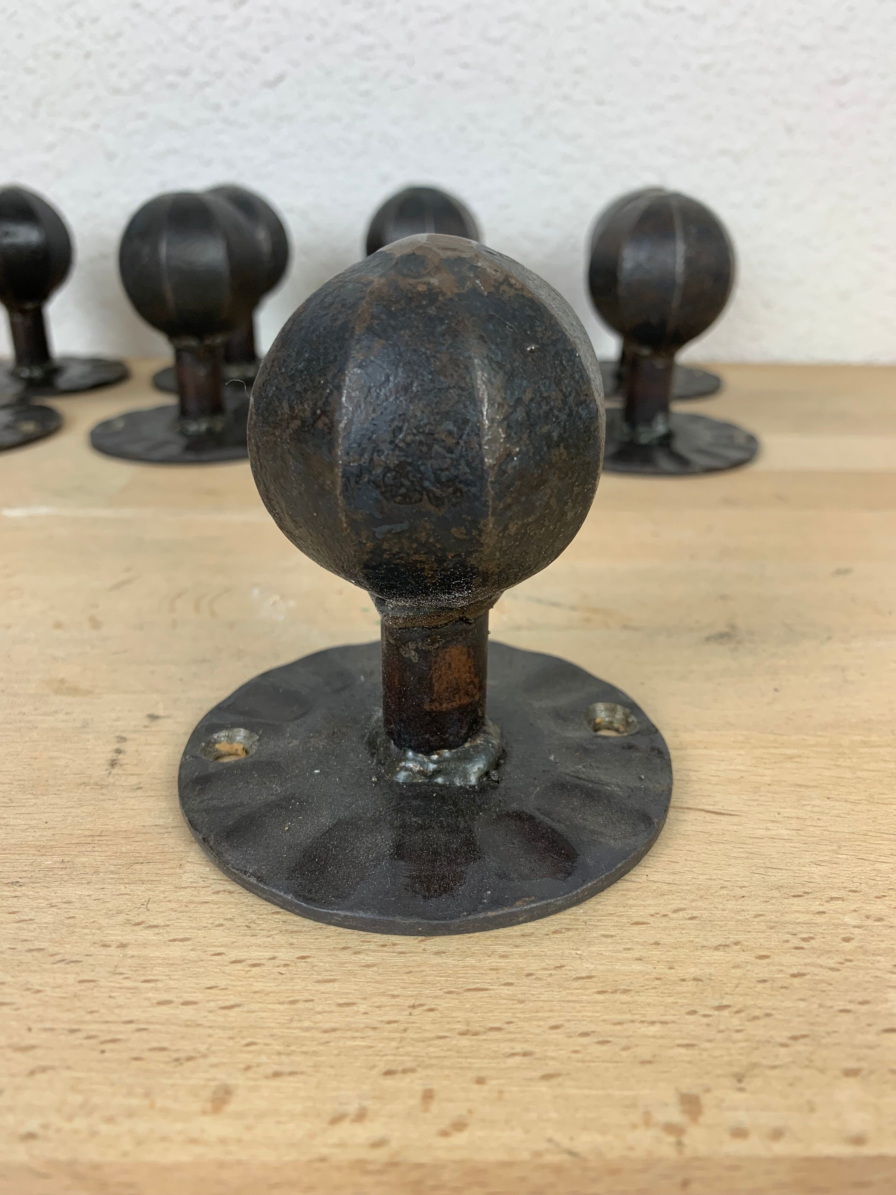 8 brutalist wrought iron hooks