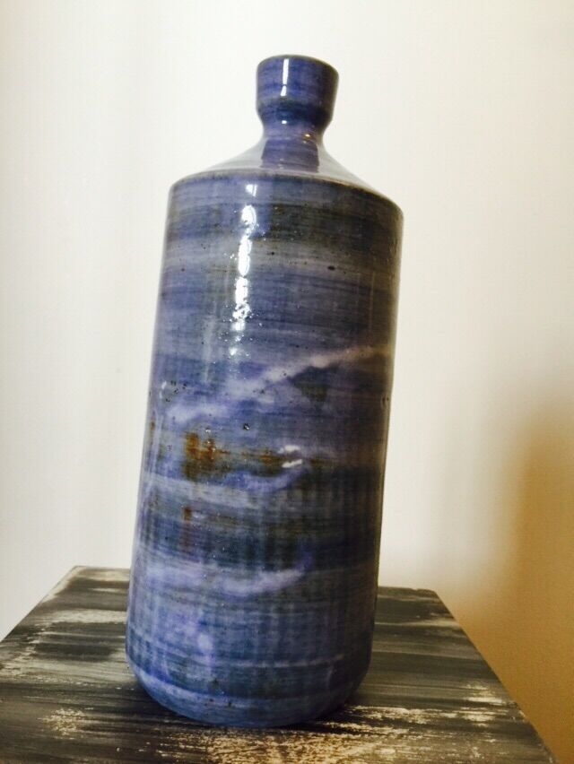 Vase bleu  signer "Atelier Palegre "