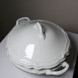 White fine porcelain soup tureen/vegetable dish from Limoges attributed to Barnardaud, vintage.