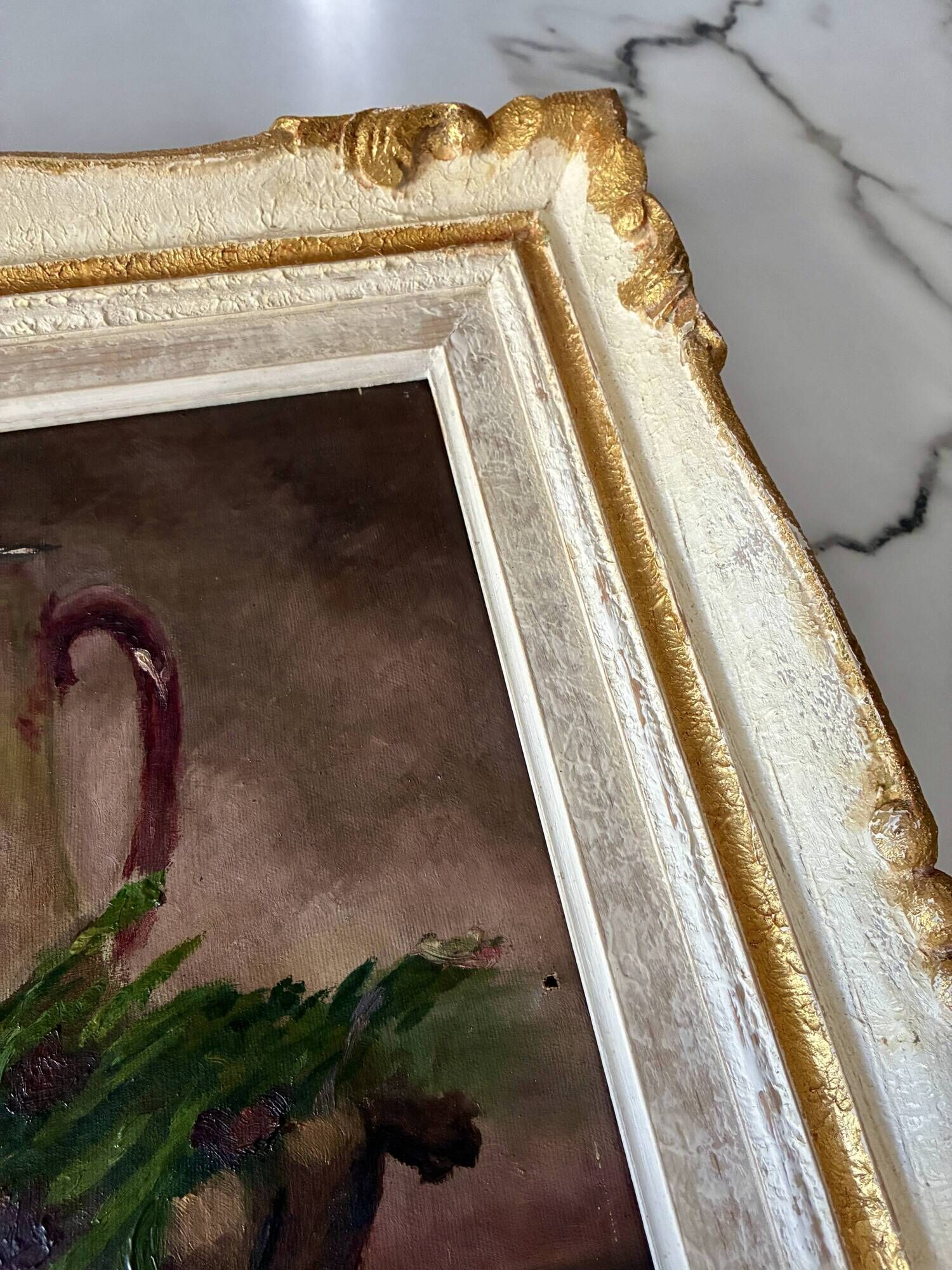Still life oil on canvas, old French School, late 19th to early 20th century.