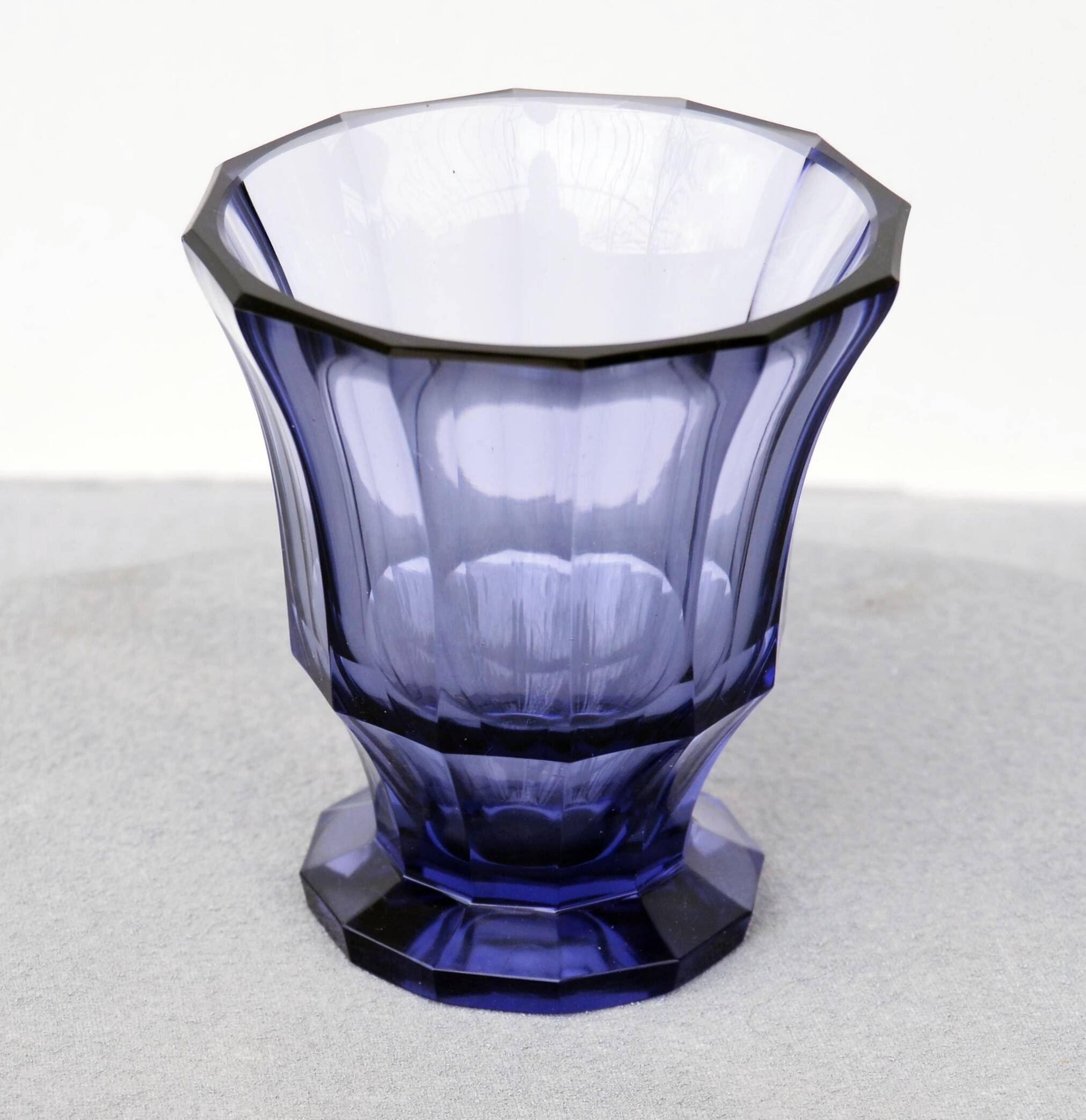 Czech Bohemian Hand Painted Amethist Crystal Goblet or Vase by Moser